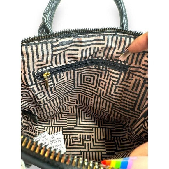 Kayla + Ava Black Vegan Leather Convertible Shoulder Hand Bag NWT