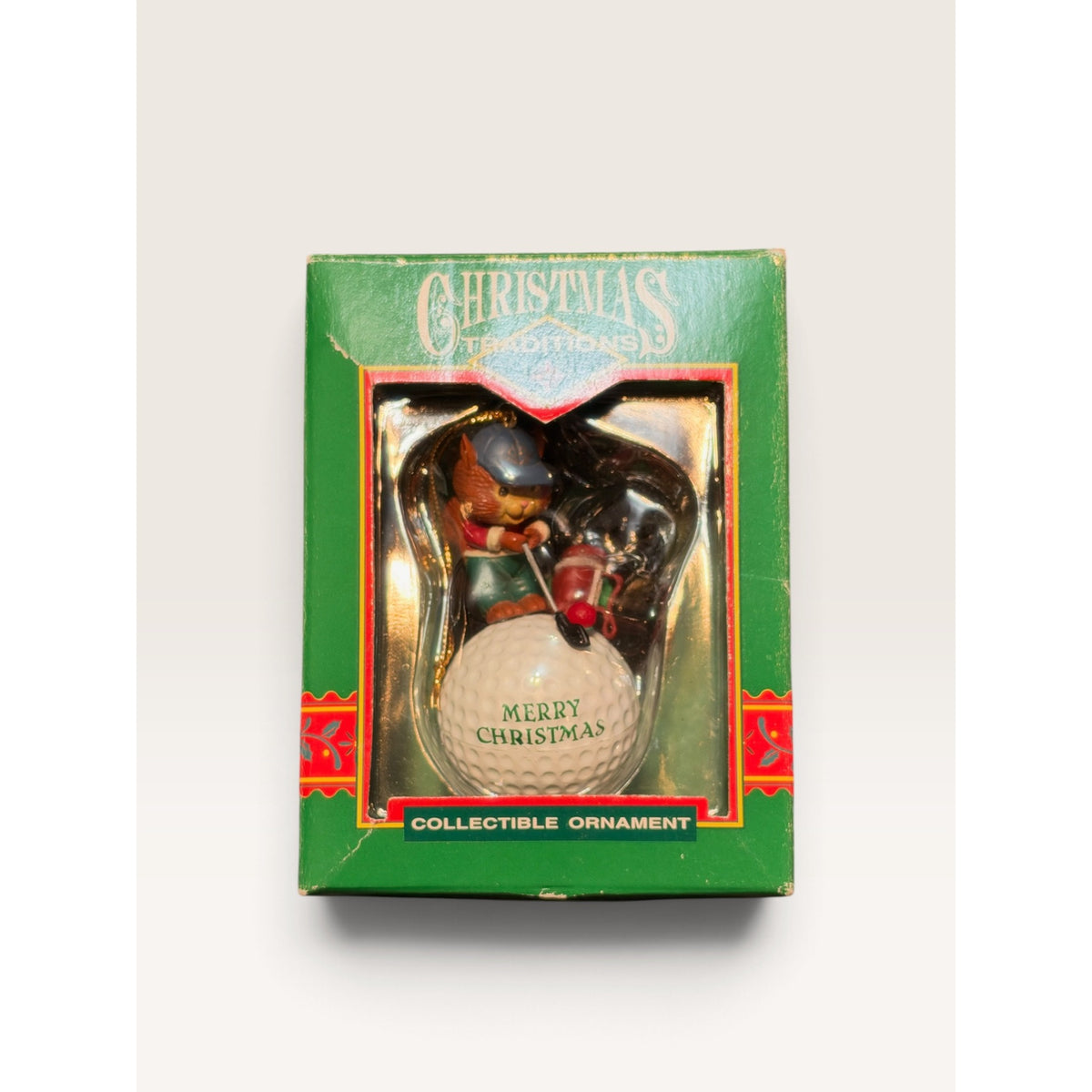 Lustre Fame Christmas Traditions Golfer Bear Golf Ball Ornament Box
