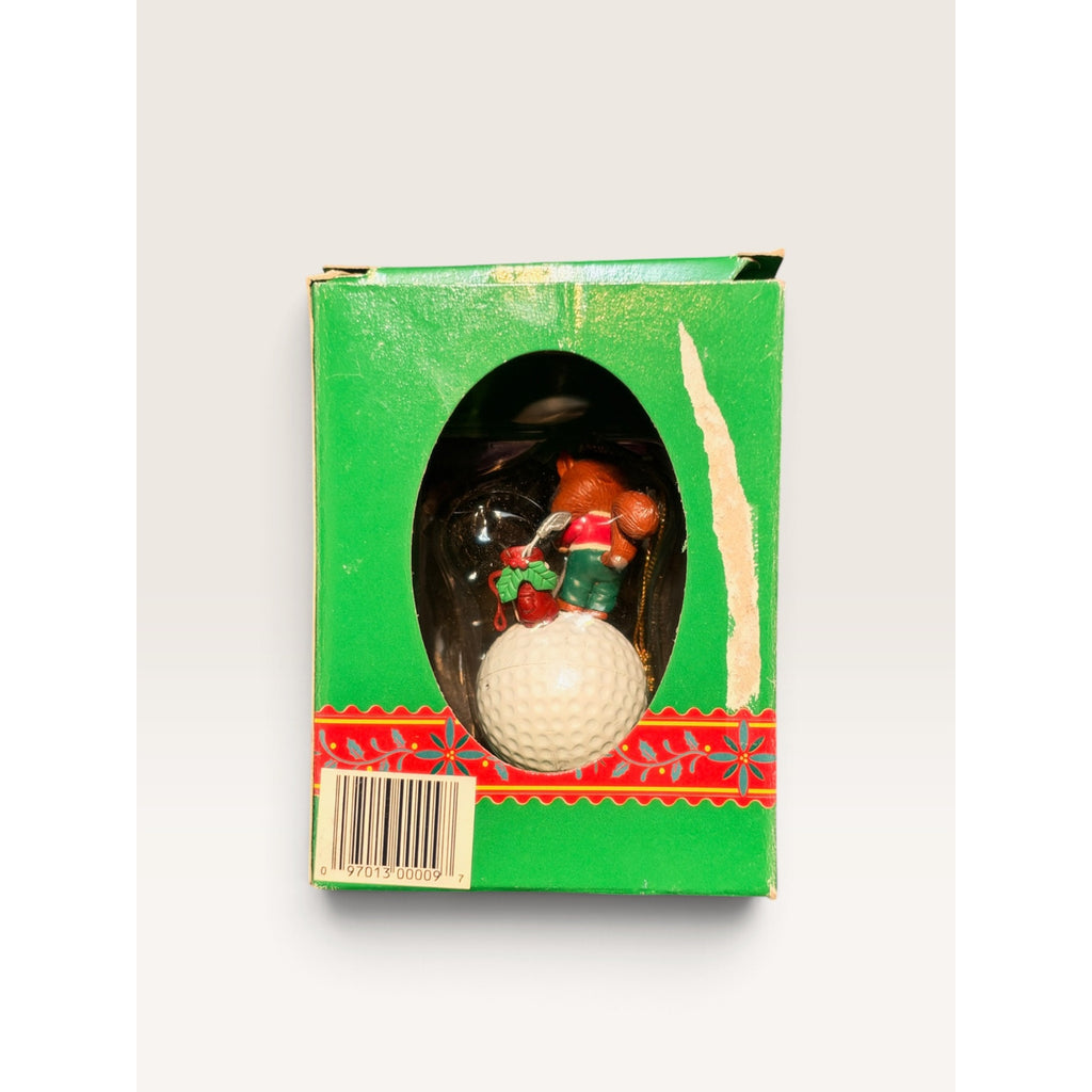 Lustre Fame Christmas Traditions Golfer Bear Golf Ball Ornament Box