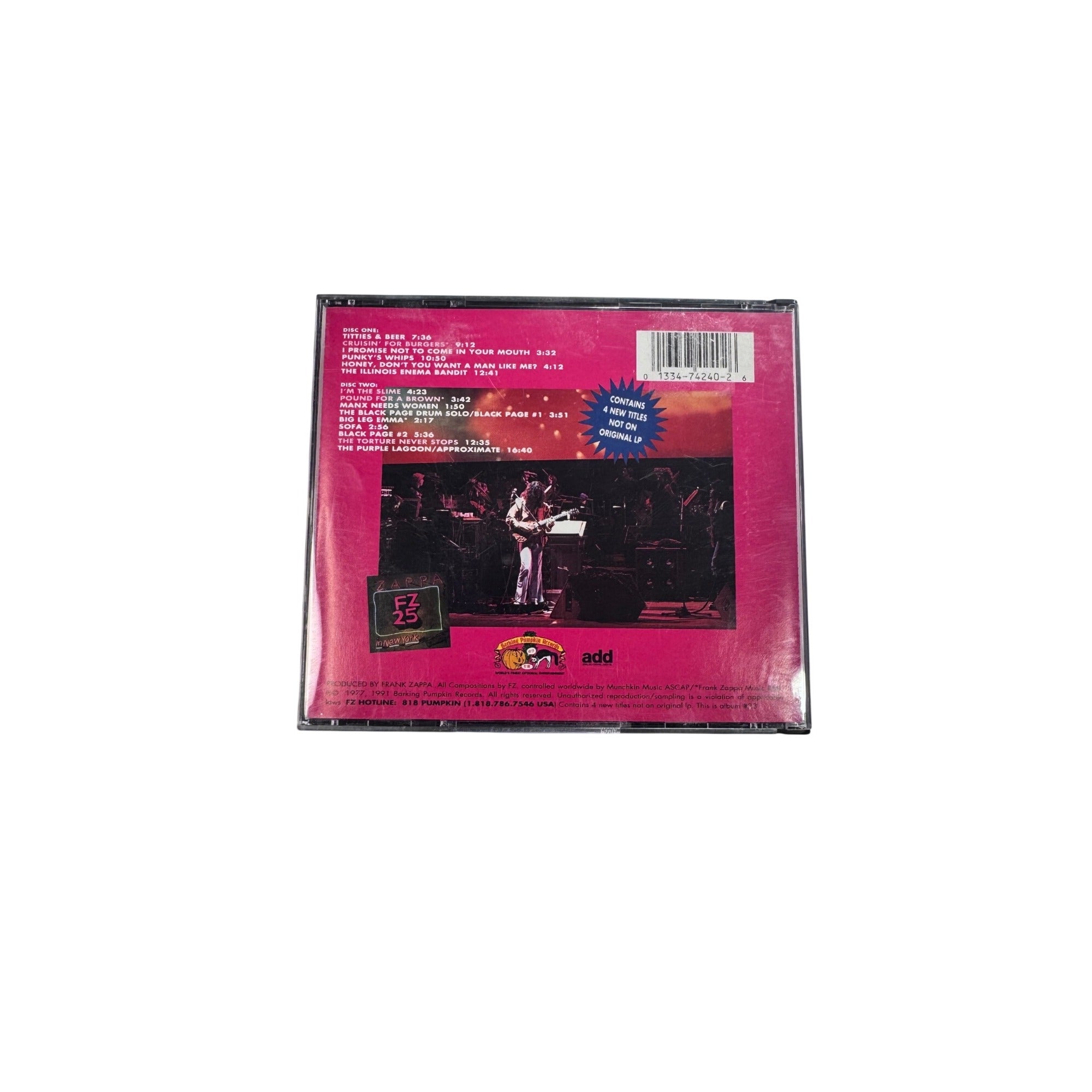 Frank Zappa Live In New York Remastered 1990 2-Disc Set Rock Music CD