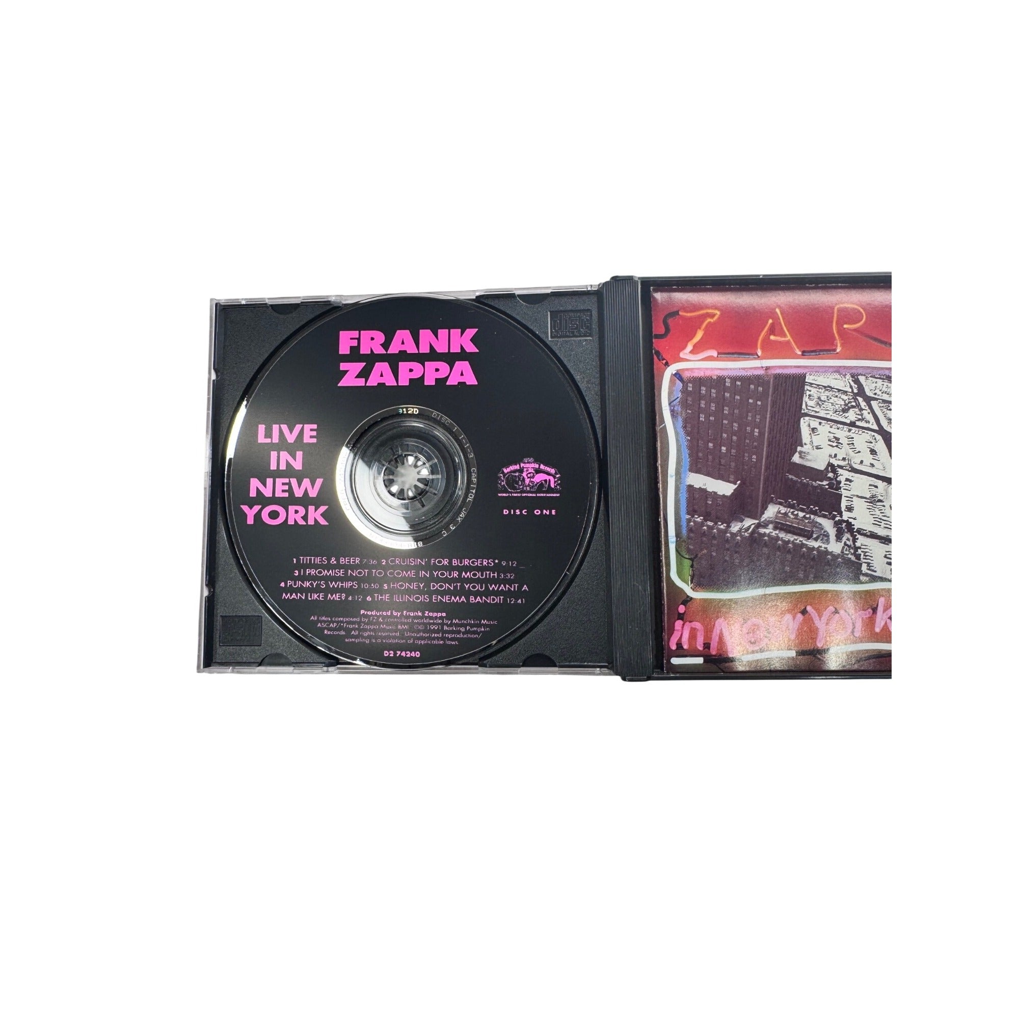 Frank Zappa Live In New York Remastered 1990 2-Disc Set Rock Music CD
