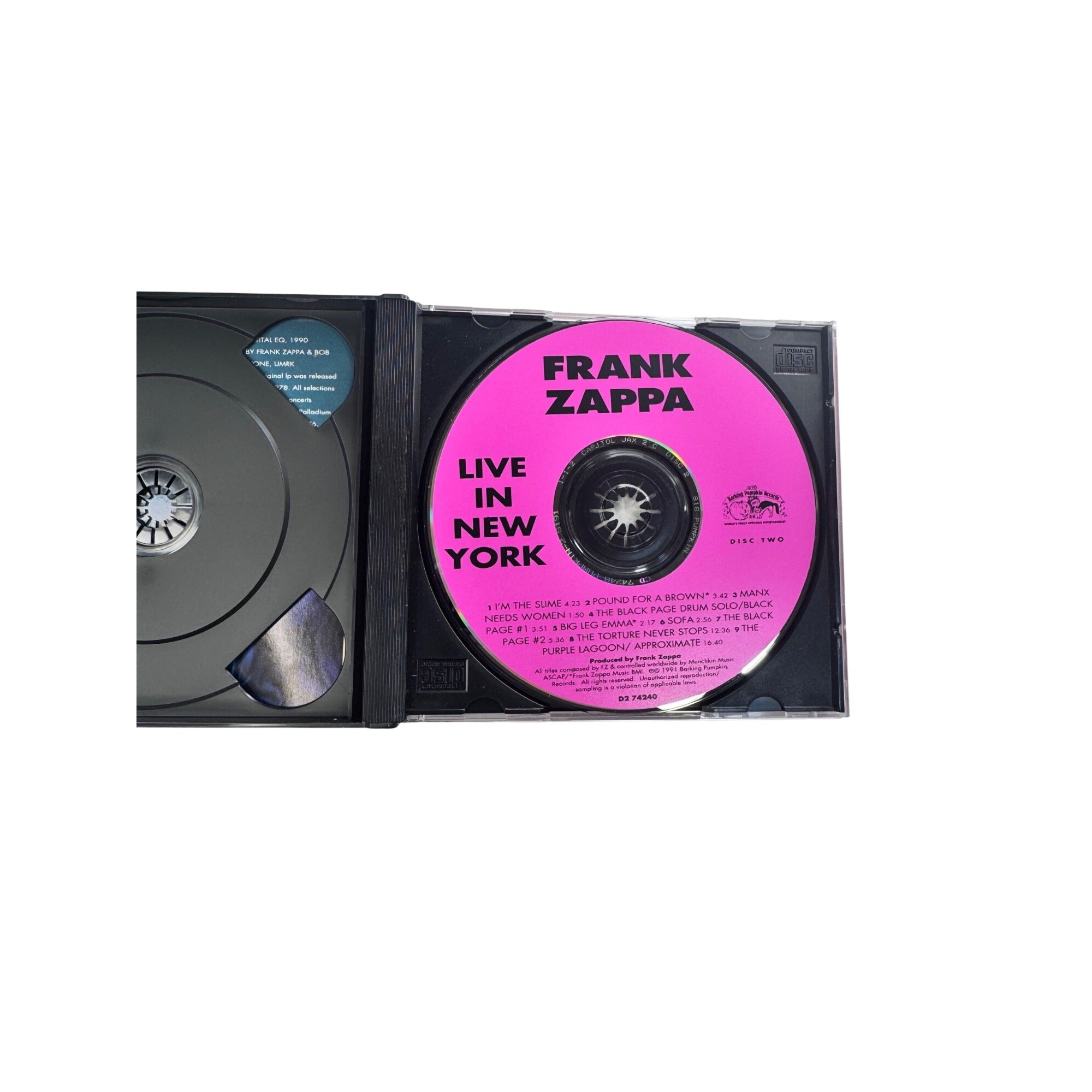 Frank Zappa Live In New York Remastered 1990 2-Disc Set Rock Music CD