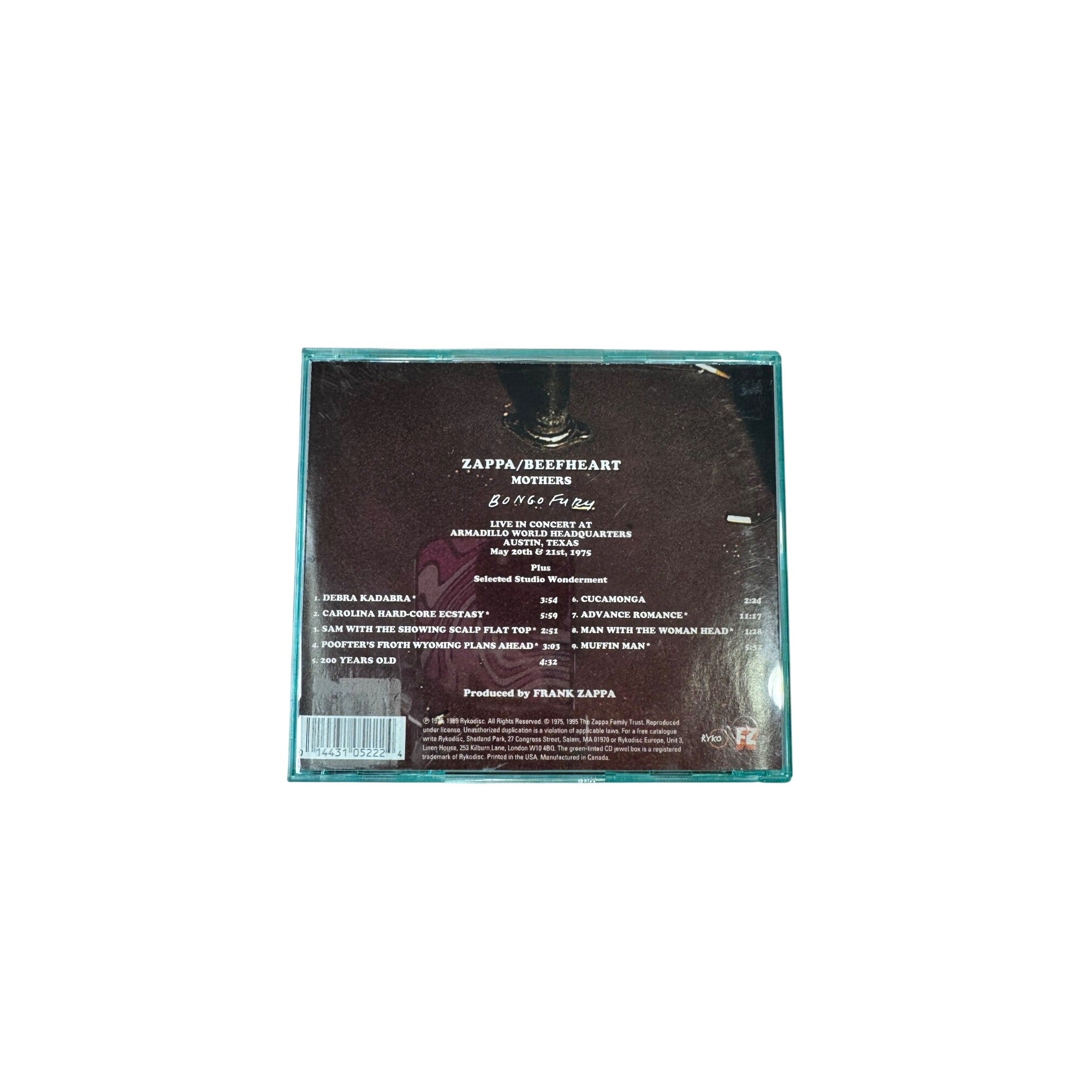 Frank Zappa Captain Beefheart Bongo Fury CD Ryko RCD10522 Rock