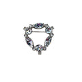 Unsigned Brooch Clear Crystal Wreath Triange Silver Tone 1950s Vintage