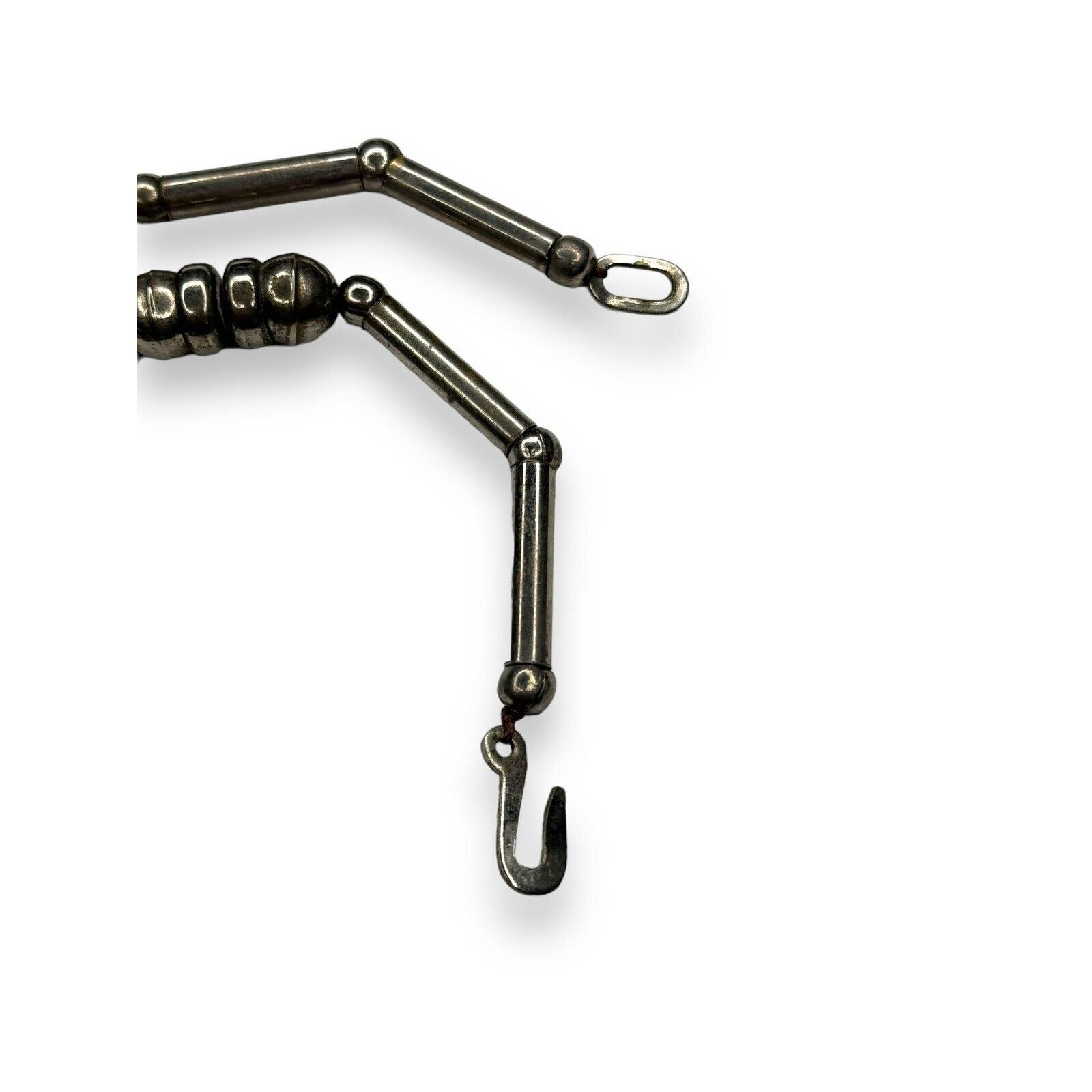 Vintage Tribal Silver Tone Statement Necklace Elephant Pendant Blue Beads 28in