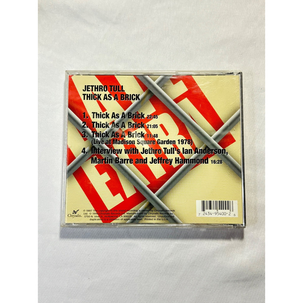 Jethro Tull Thick As A Brick 1997 CD Digital Remaster Chrysalis Records Prog Rock Pre-Owned