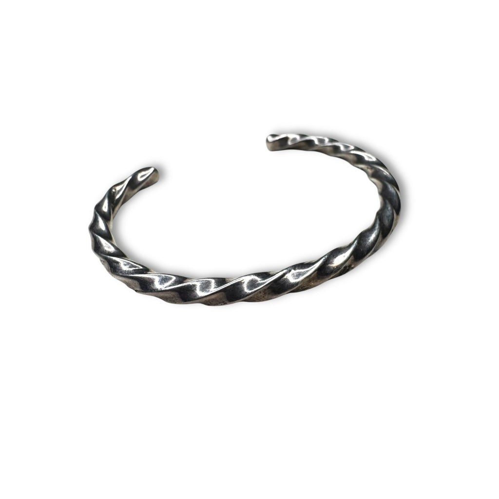 Mexican Sterling Silver Twisted Cuff Bracelet Heavy Rigid Open Cuff