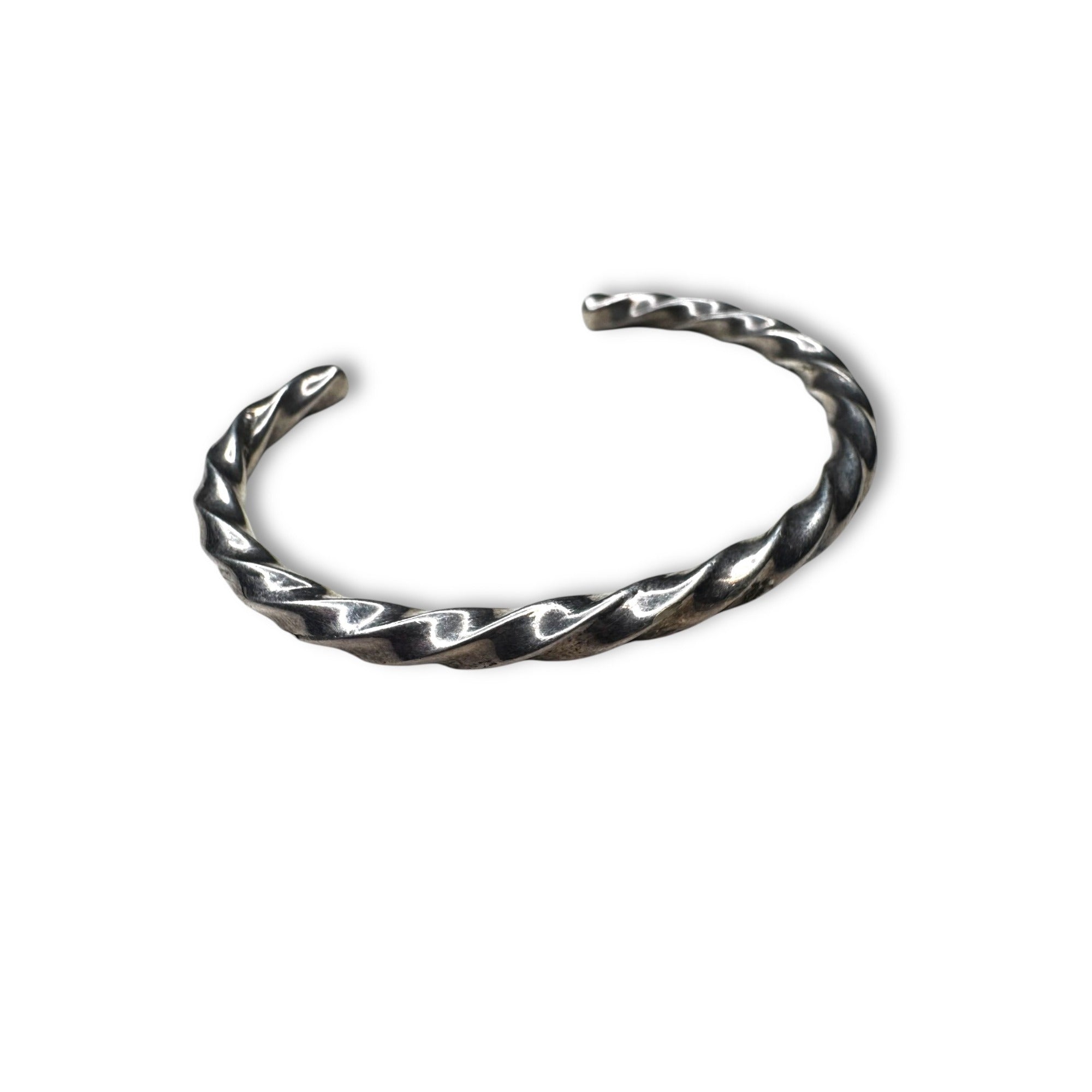 Mexican Sterling Silver Twisted Cuff Bracelet Heavy Rigid Open Cuff