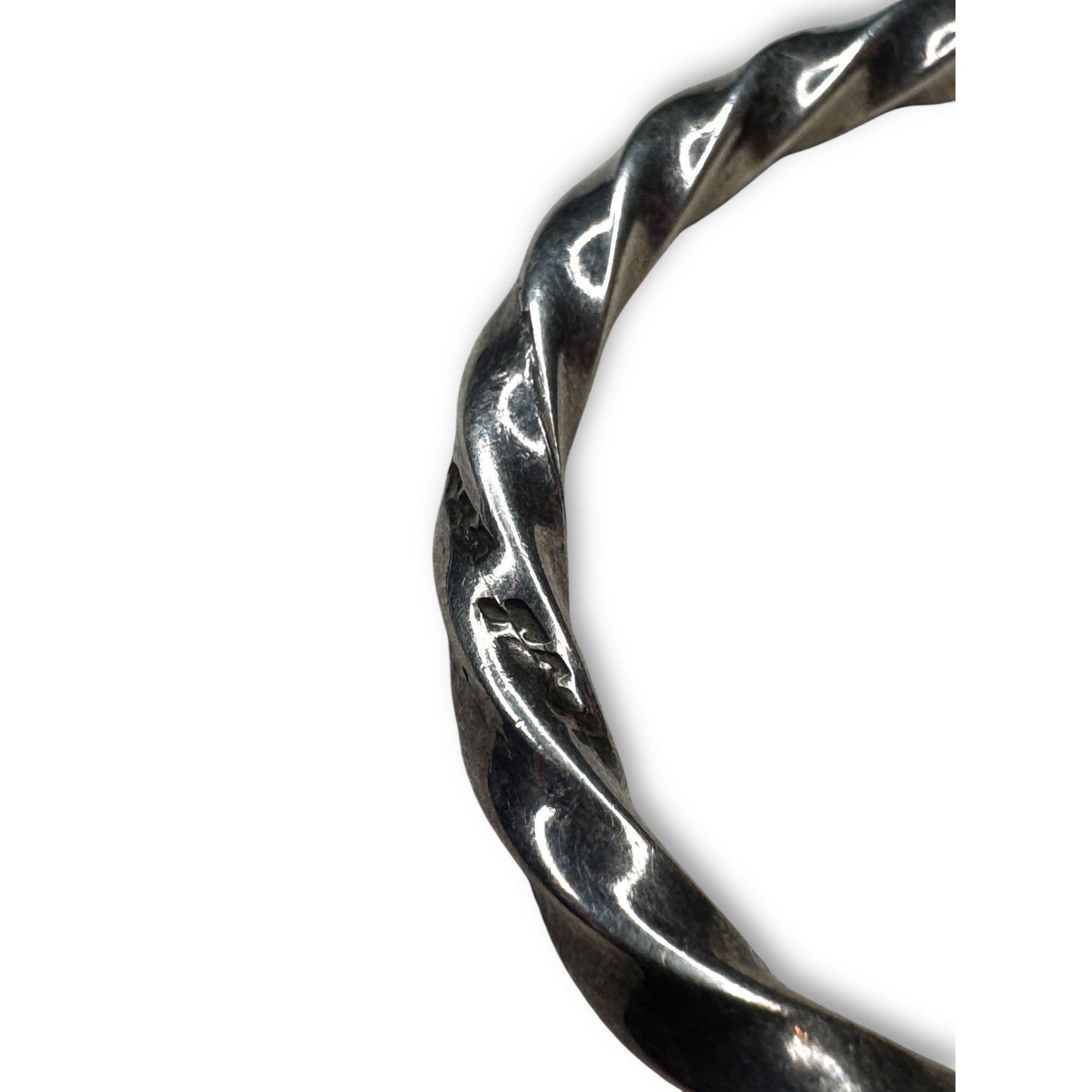 Mexican Sterling Silver Twisted Cuff Bracelet Heavy Rigid Open Cuff