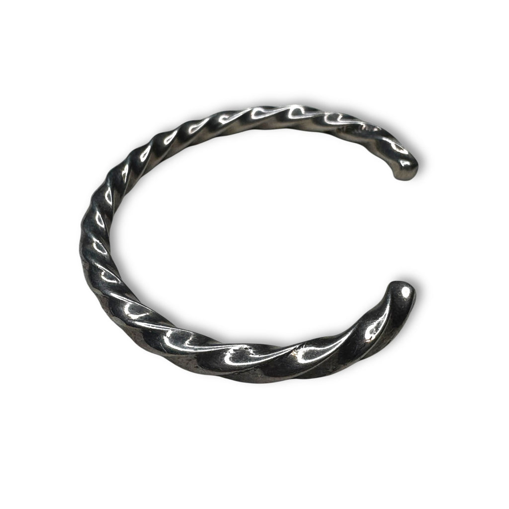Mexican Sterling Silver Twisted Cuff Bracelet Heavy Rigid Open Cuff