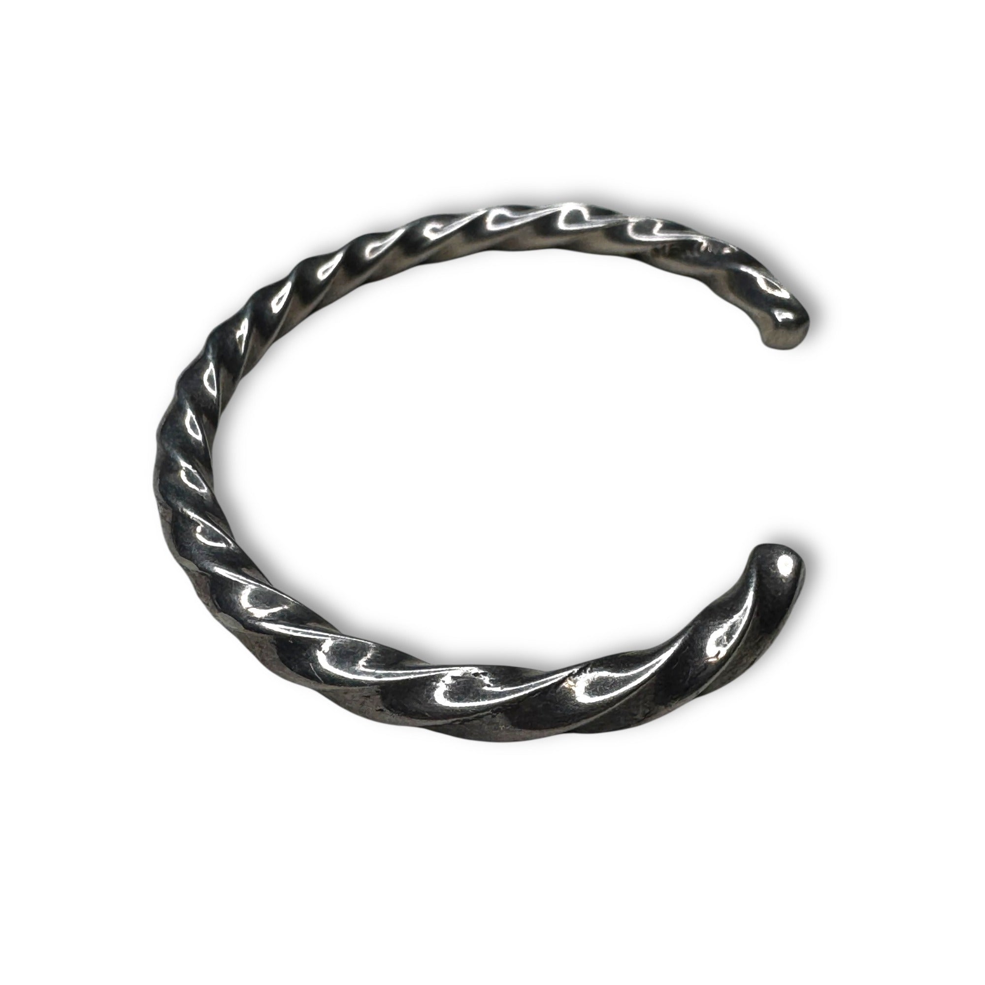 Mexican Sterling Silver Twisted Cuff Bracelet Heavy Rigid Open Cuff