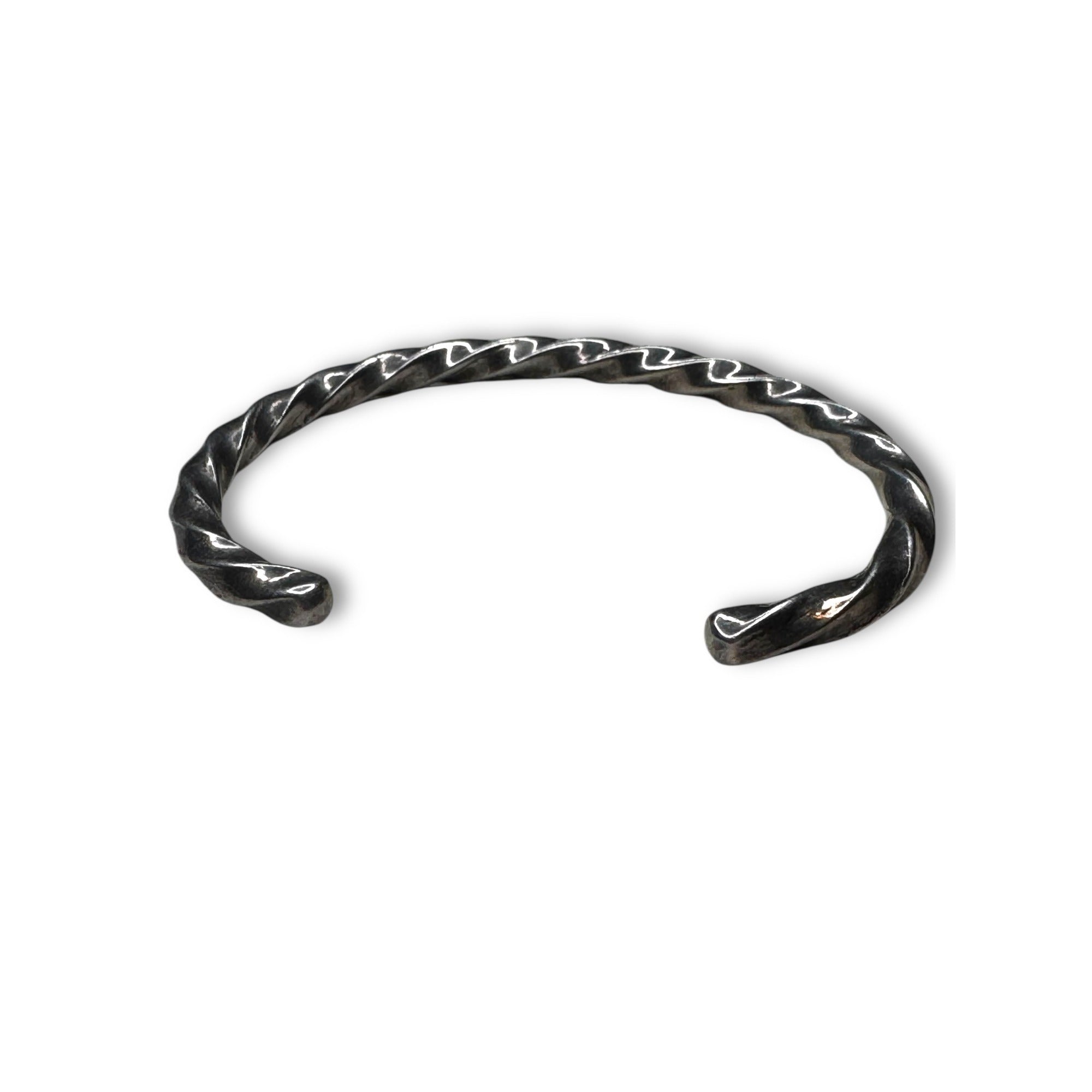Mexican Sterling Silver Twisted Cuff Bracelet Heavy Rigid Open Cuff