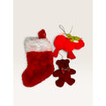 Felt Reindeer Bear Faux Fur Stocking Plush Ornaments Lot of 3 Vintage 80s