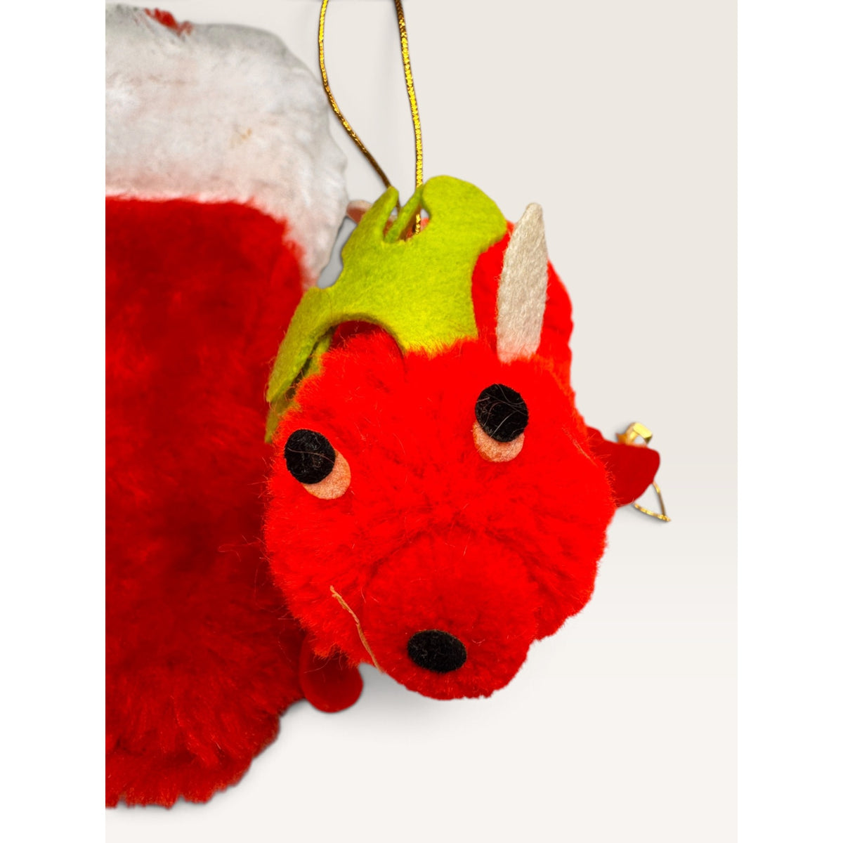 Felt Reindeer Bear Faux Fur Stocking Plush Ornaments Lot of 3 Vintage 80s