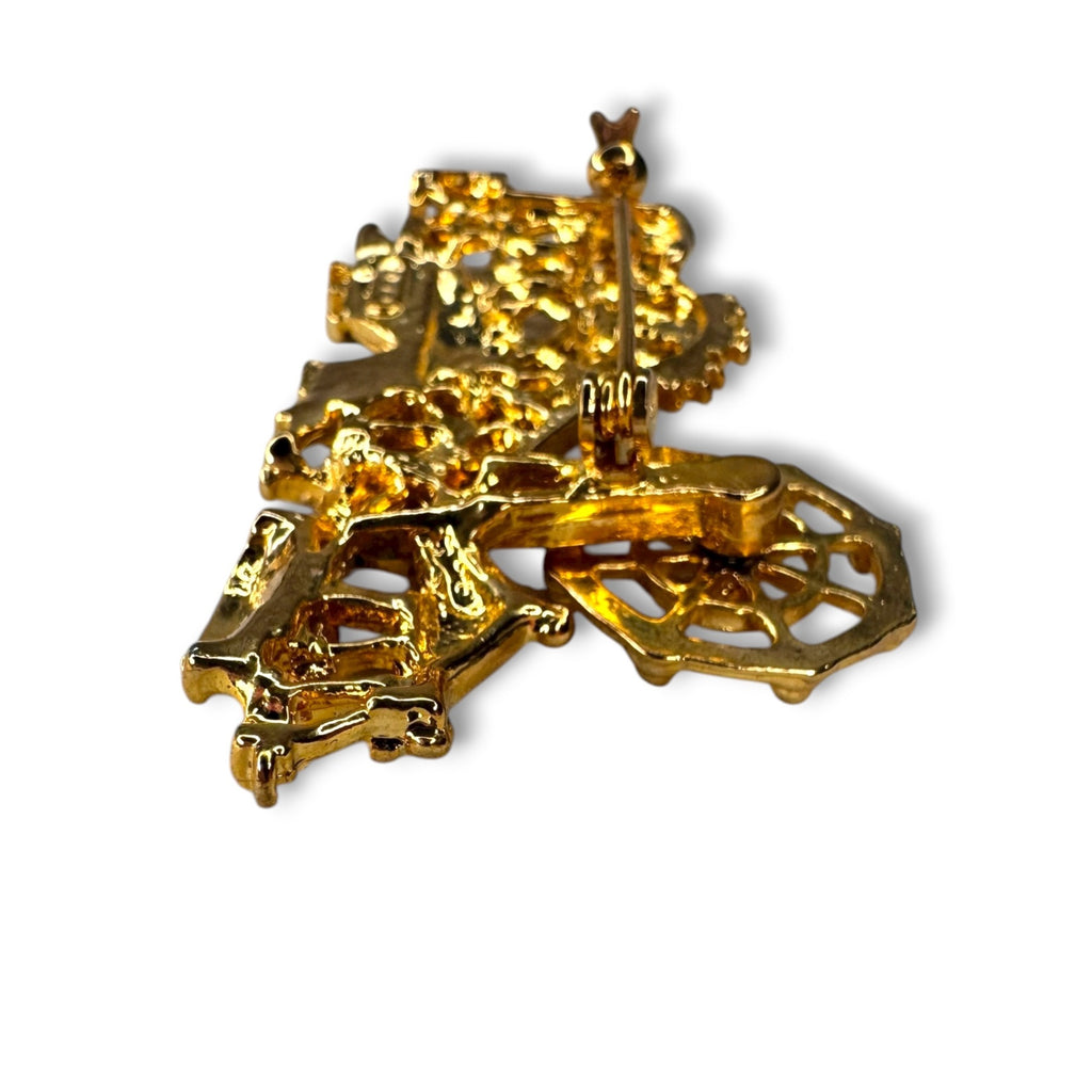 Amusement Park Theme Gold Tone AJC Brooch 1.48" x 2.55"