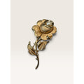 Vintage Crown Trifari Brushed Gold Faux Pearl Blooming Rose Brooch Pin 2.35"