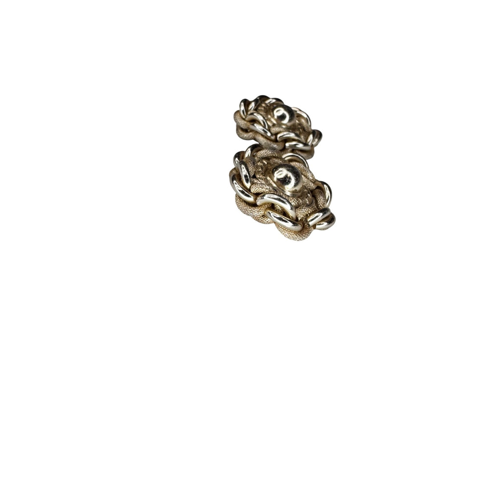 West Germany Clip On Earrings Gold Tone Woven Knot 1960s Vintage