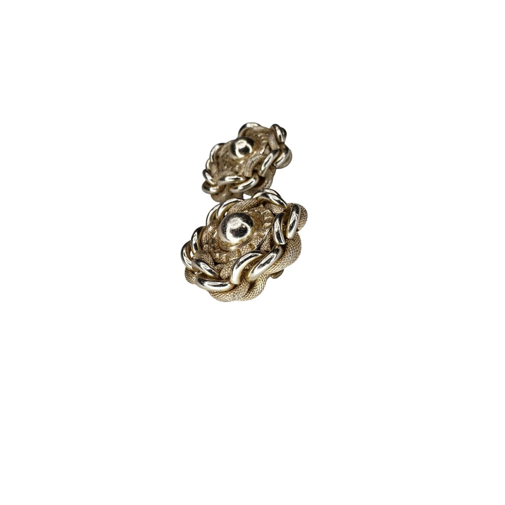 West Germany Clip On Earrings Gold Tone Woven Knot 1960s Vintage
