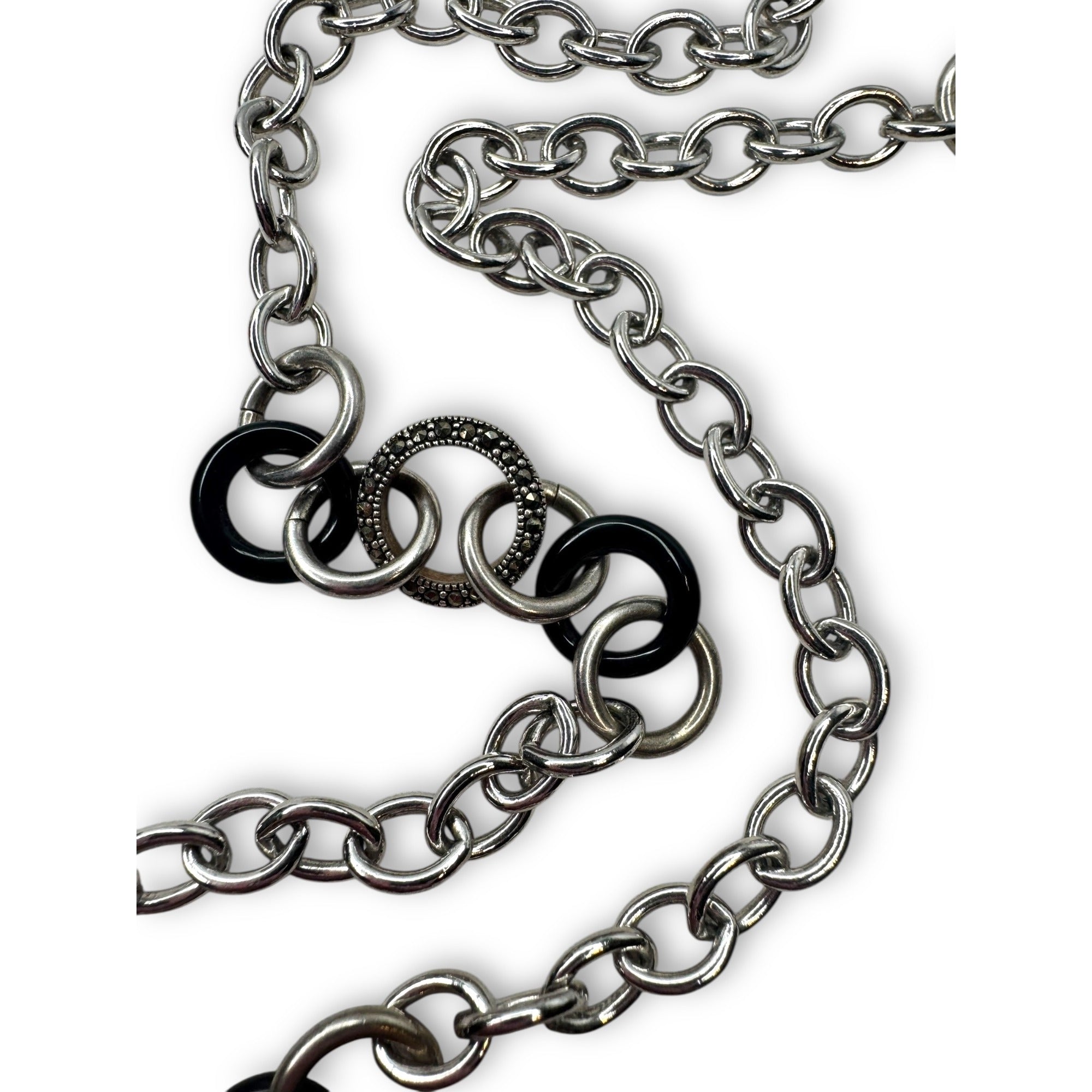 Judith Jack Sterling Silver & Marcasite 30" Necklace With Lobster Claw Clasp
