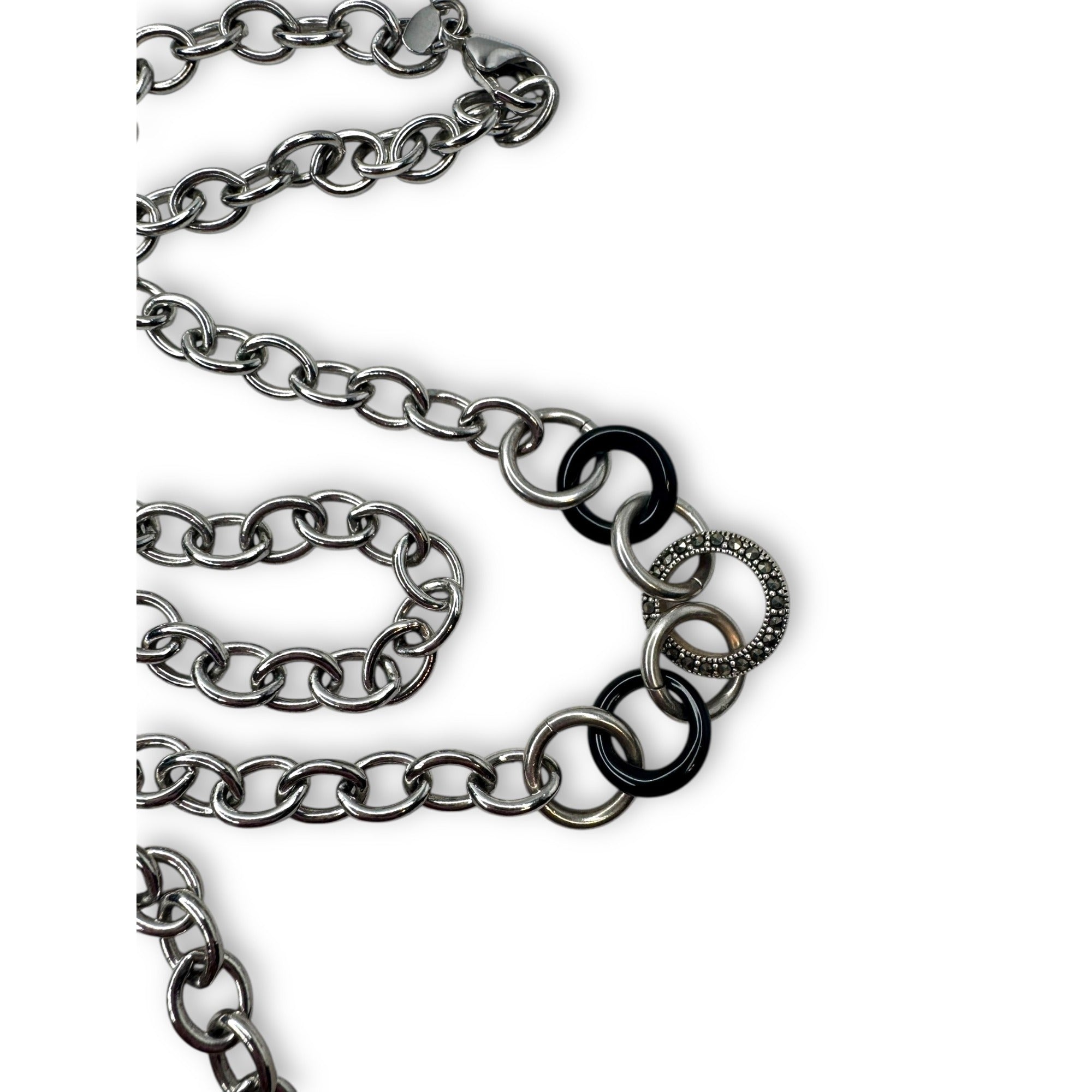Judith Jack Sterling Silver & Marcasite 30" Necklace With Lobster Claw Clasp