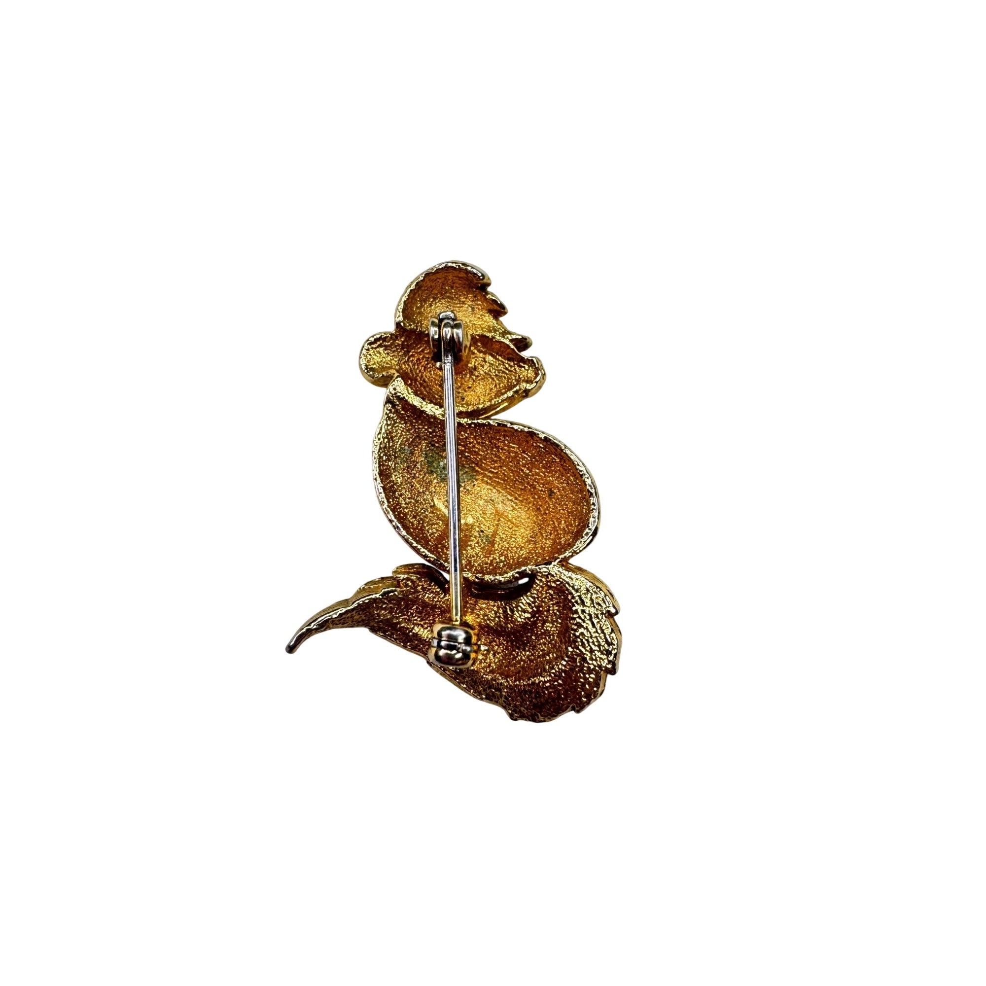 Unsigned Brooch Gold Tone Skunk Figural Animal 1970s Vintage
