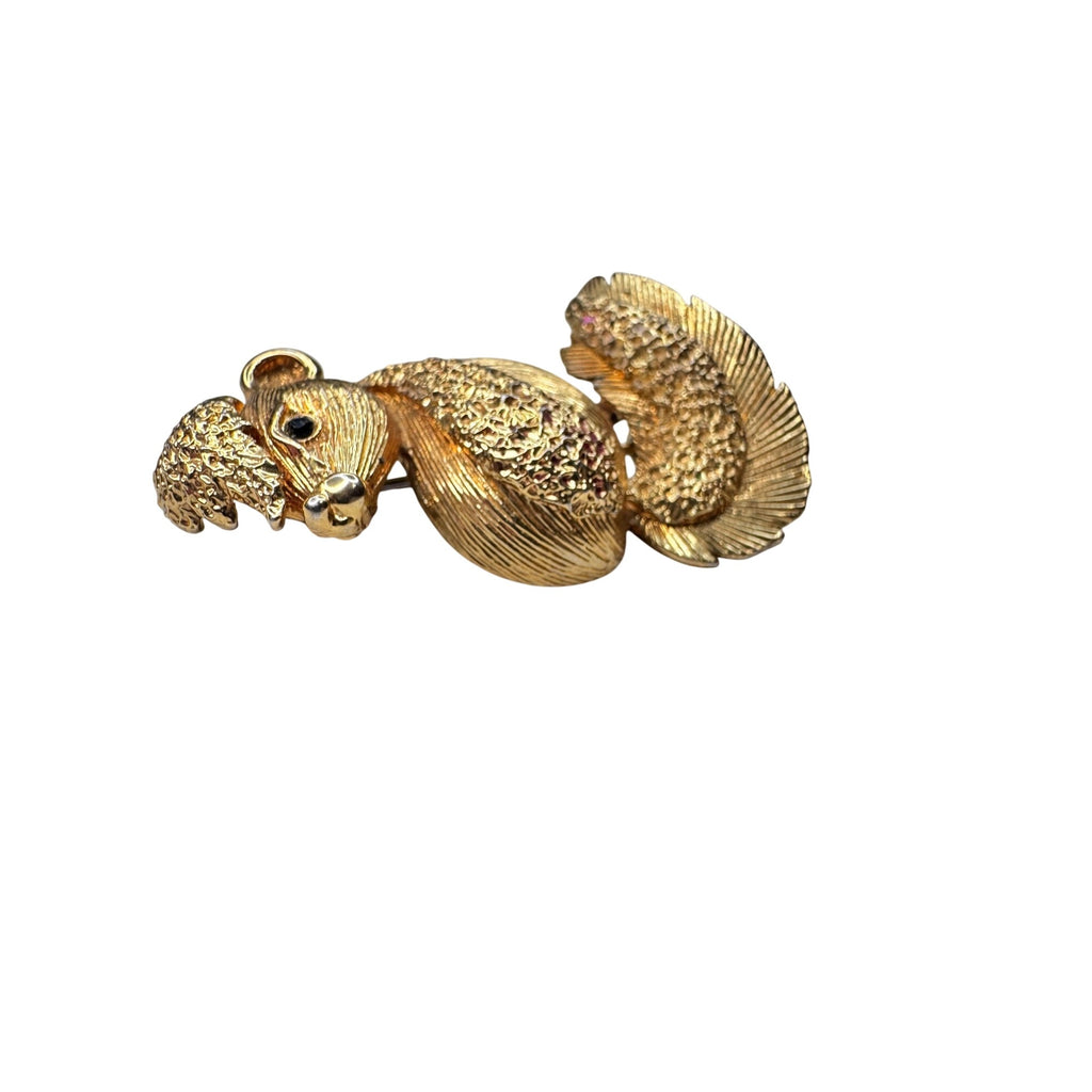 Unsigned Brooch Gold Tone Skunk Figural Animal 1970s Vintage