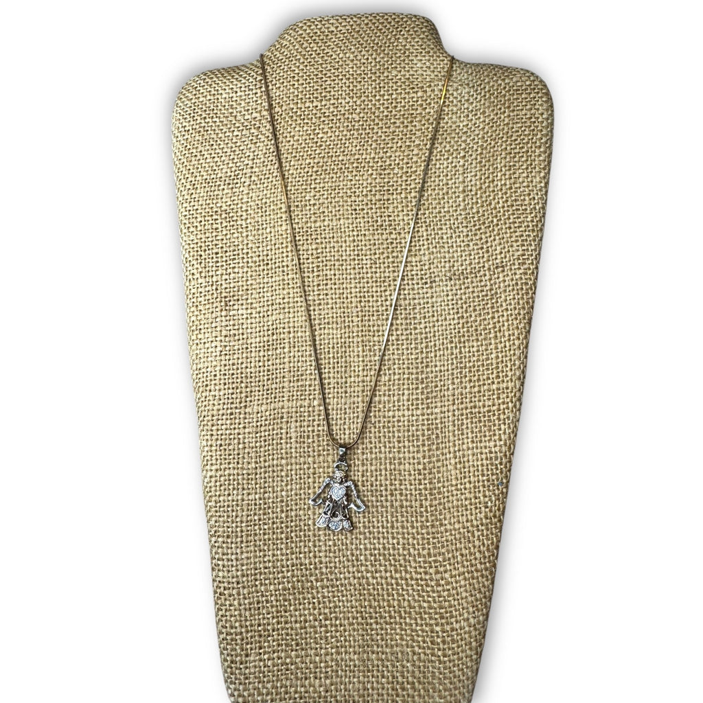JCM Angel Pendant Necklace Sterling Silver Gold Vermeil Diamond 20"