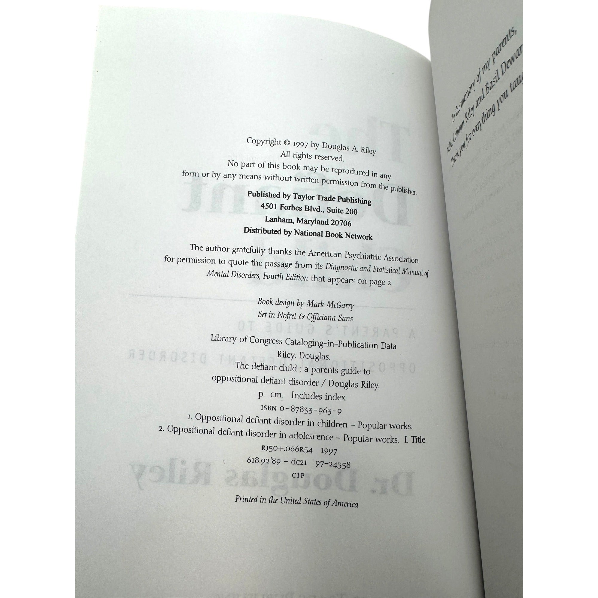 The Defiant Child A Parents Guide To Oppositional Defiant Disorder Douglas Riley