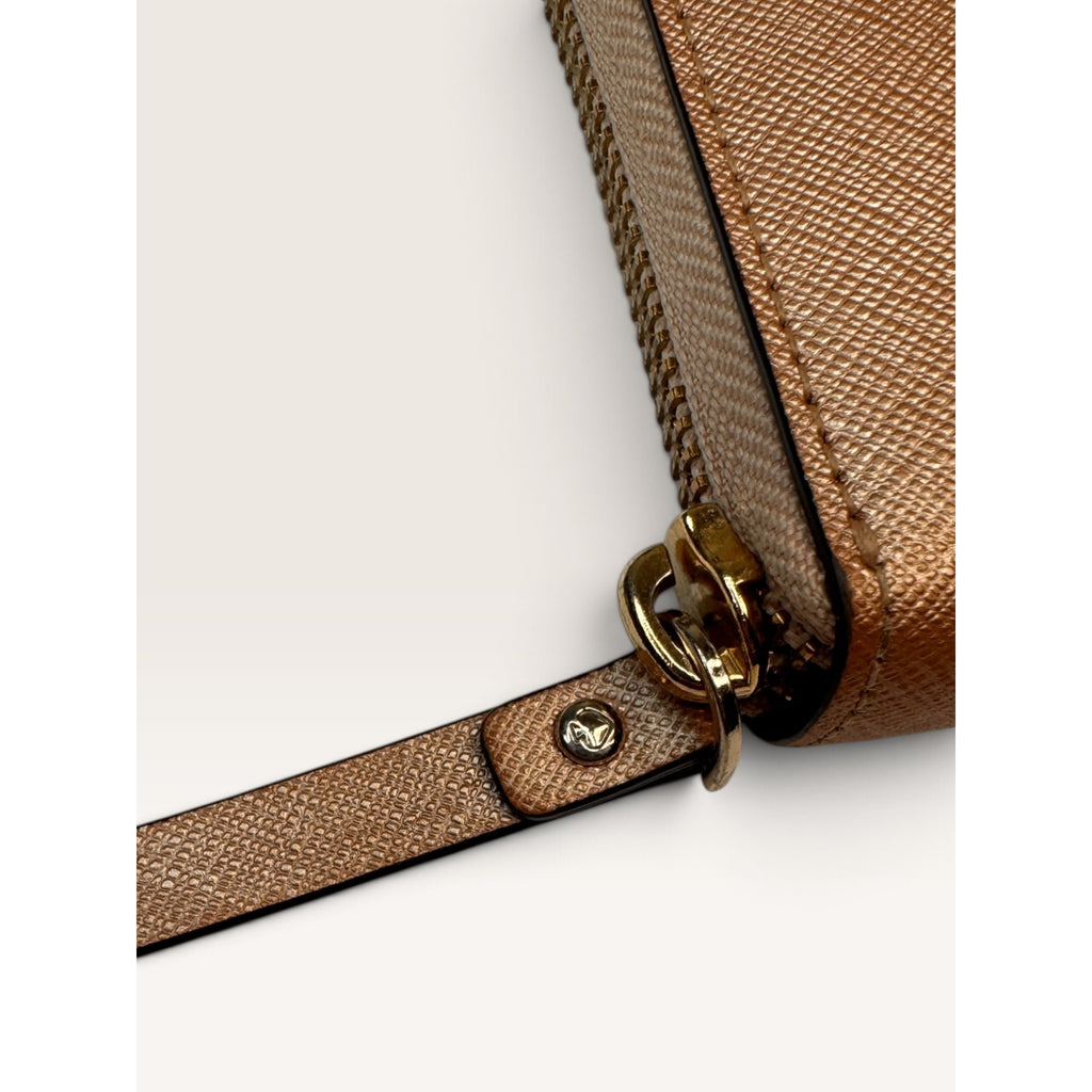 Kate Spade Neda Laurel Way Zip Around Continental Wallet Bronze Rose Gold Metallic