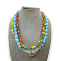 Multi Color 3 Strand Uranium Glass Glow Necklace Lobster Claw 17”-19.75”