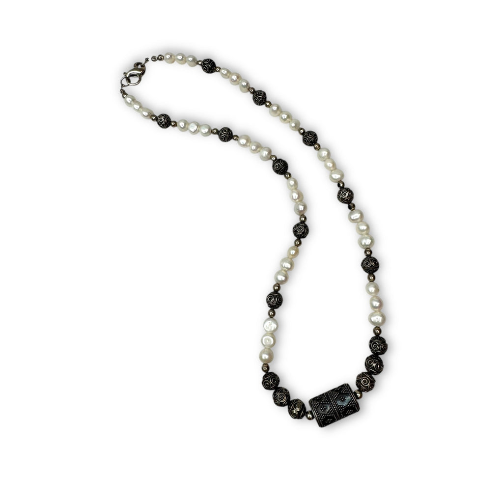 Baroque Pearl Sterling Silver Necklace Infinity Lobster Claw Clasp 18"