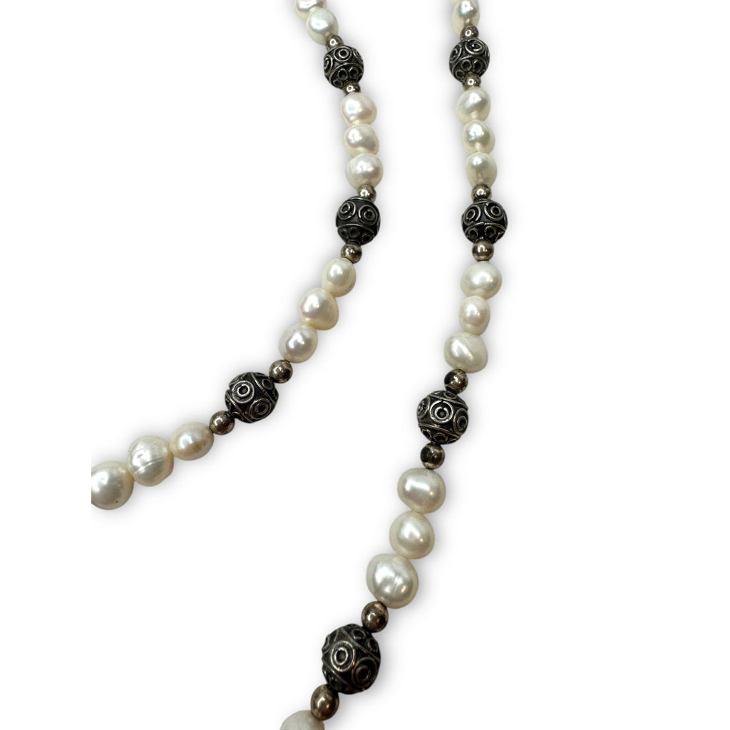 Baroque Pearl Sterling Silver Necklace Infinity Lobster Claw Clasp 18"