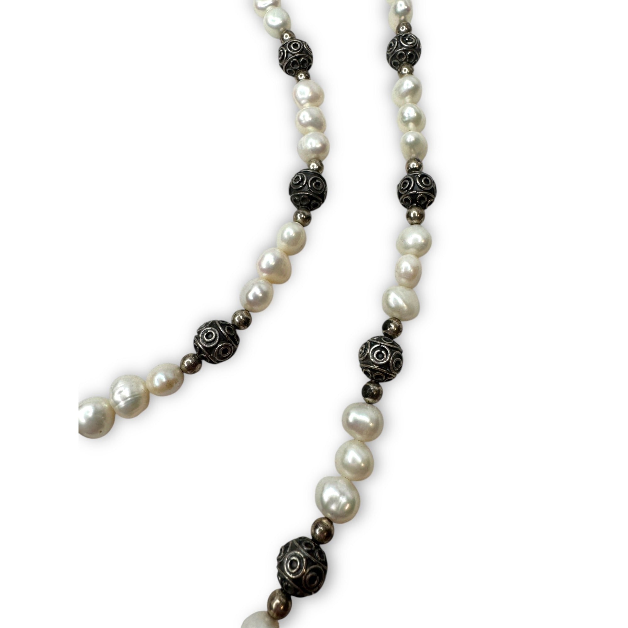 Baroque Pearl Sterling Silver Necklace Infinity Lobster Claw Clasp 18"