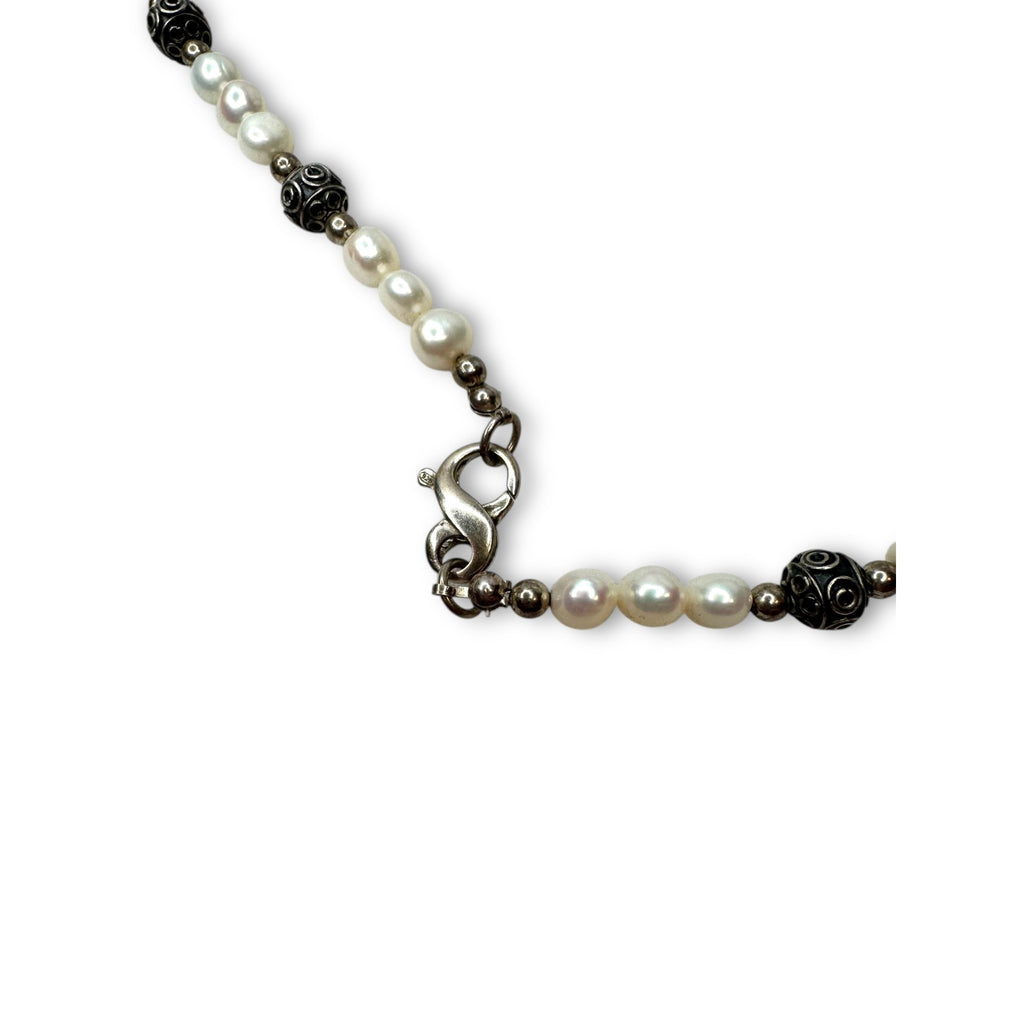 Baroque Pearl Sterling Silver Necklace Infinity Lobster Claw Clasp 18"