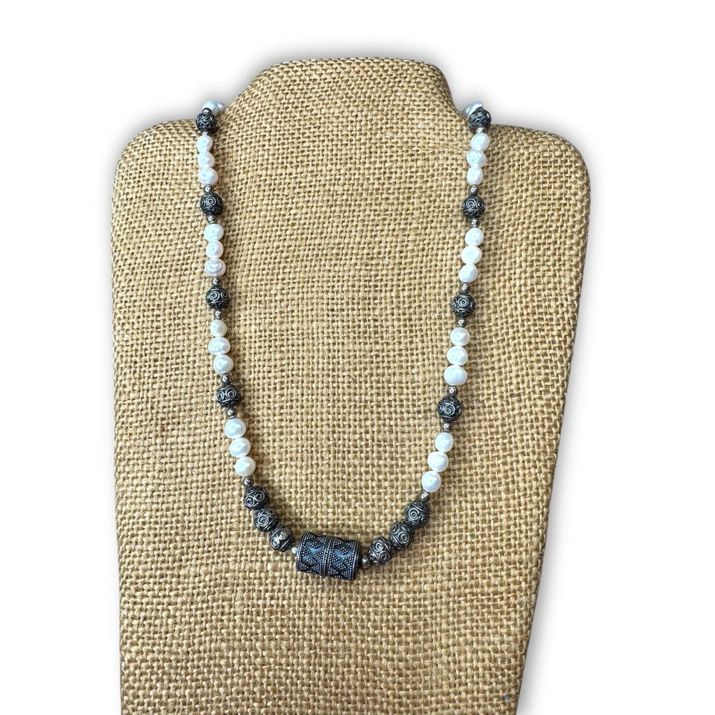 Baroque Pearl Sterling Silver Necklace Infinity Lobster Claw Clasp 18"