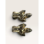 1950s Weiss Purple Porphyry Glass Navette AB Crystal Clip Earrings 1.17" Vintage