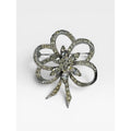 Pell Crystal Bow Brooch Silver Tone Pave Ribbon Pin Signed Vintage