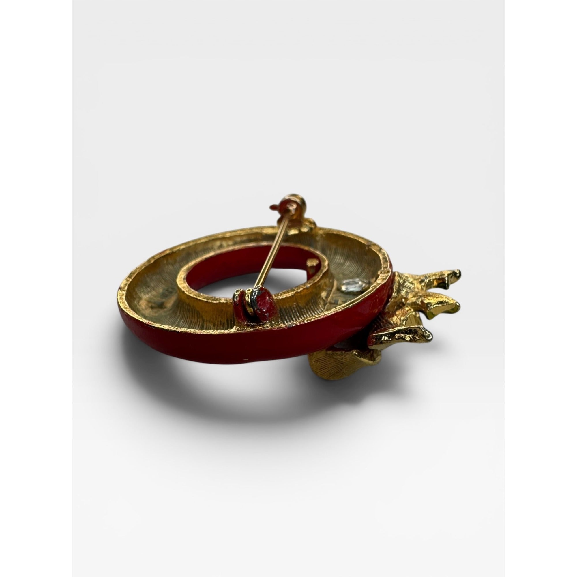 Mode Art Arthur Pepper Red Enamel Wreath Brooch Holiday Christmas