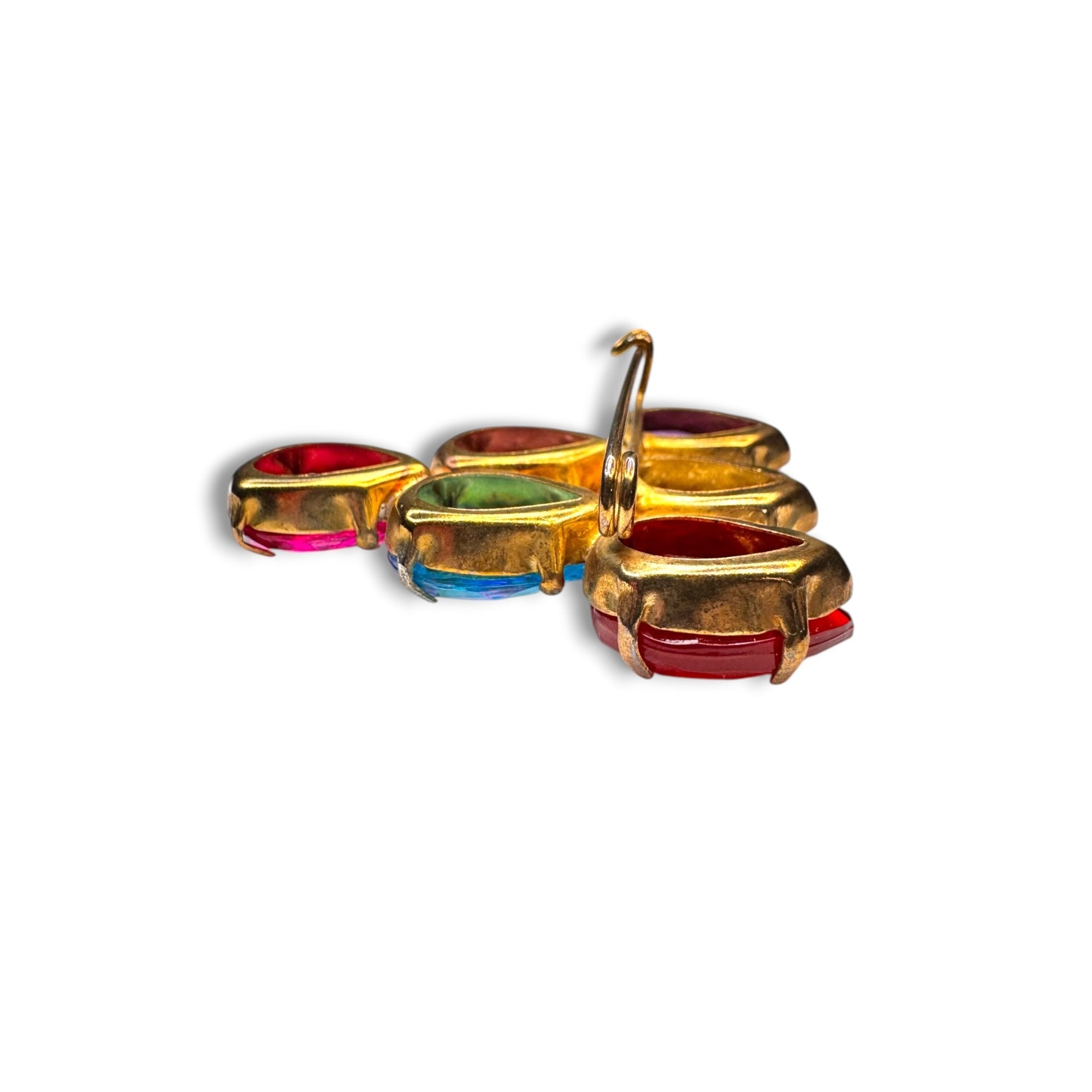Lucite Acrylic Teardrop Multicolor Cluster Brooch C Catch 1960s Vintage