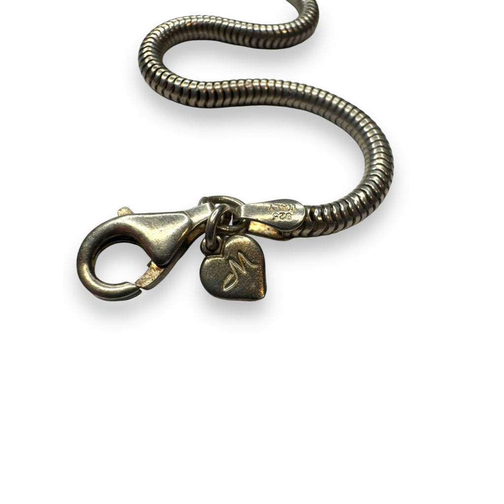 Madewell Sterling Silver Snake Chain European Style Charm Bracelet 7.75"