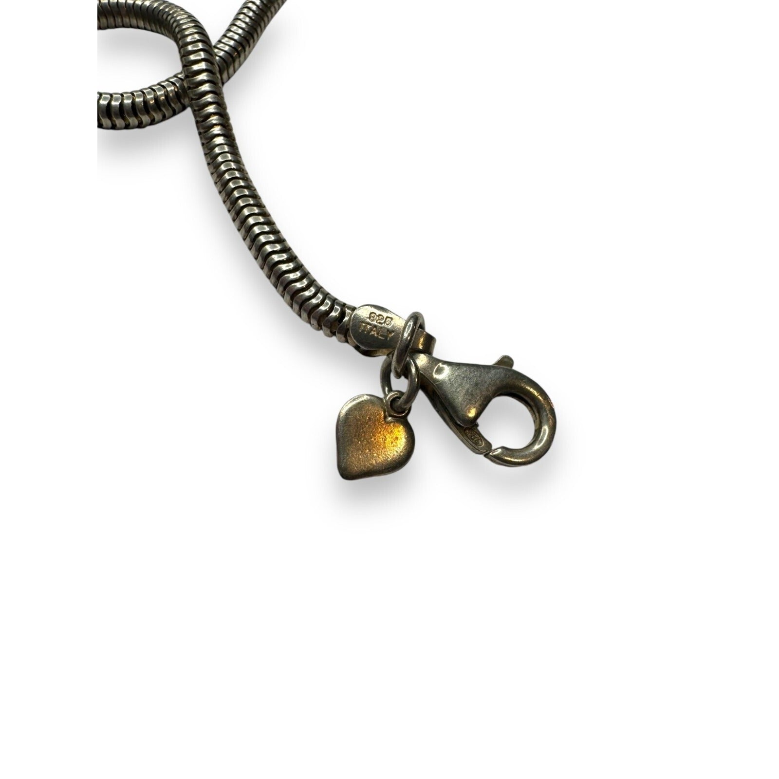 Madewell Sterling Silver Snake Chain European Style Charm Bracelet 7.75"