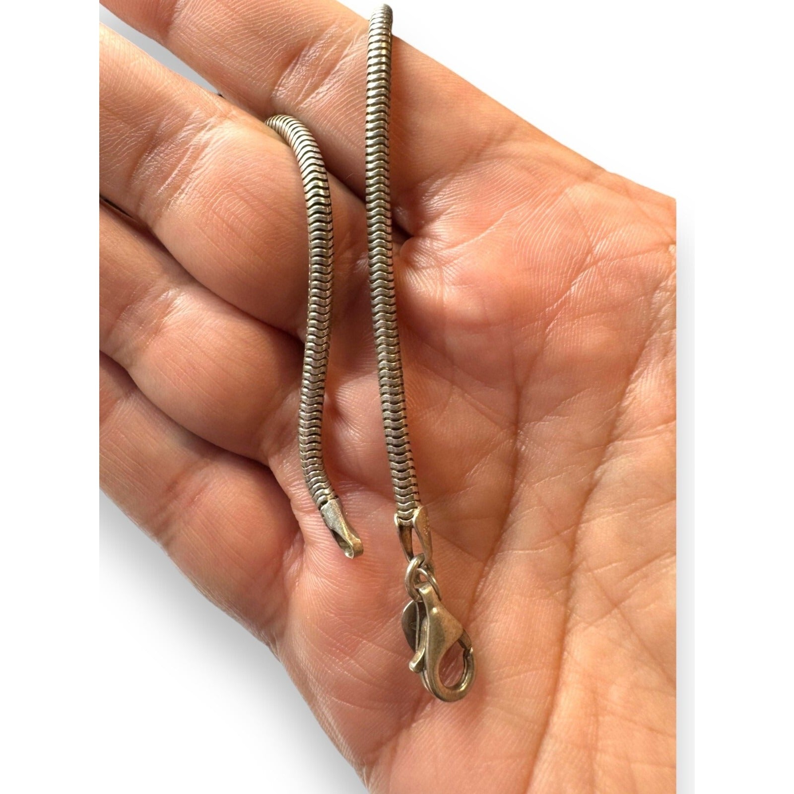 Madewell Sterling Silver Snake Chain European Style Charm Bracelet 7.75"