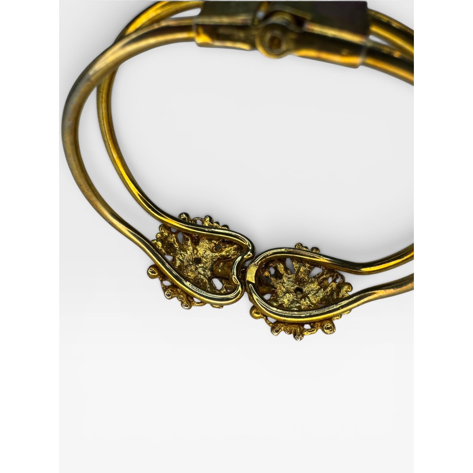 Multi Color Crystal Clamper Bracelet Gold Tone Rhinestone Vintage 7"