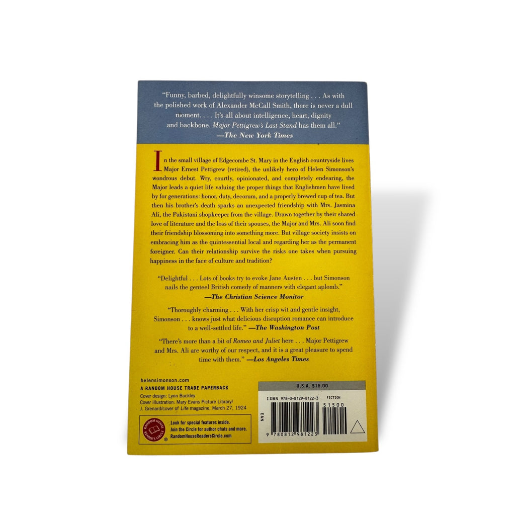 Major Pettigrew’s Last Stand Paperback Novel Helen Simonson Fiction 2011