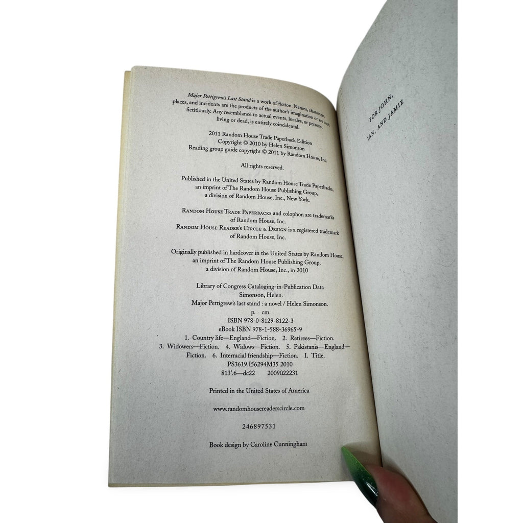 Major Pettigrew’s Last Stand Paperback Novel Helen Simonson Fiction 2011