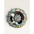 Clear Rhinestone Domed Silver Tone Atomic Brooch Pin Unsigned Vintage