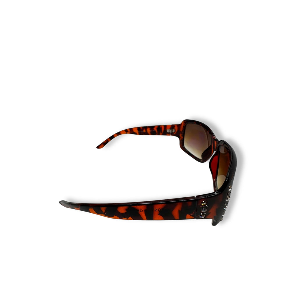 Foster Grant Womens Tortoise Shell Sunglasses Rhinestone Accent Gradient Lenses
