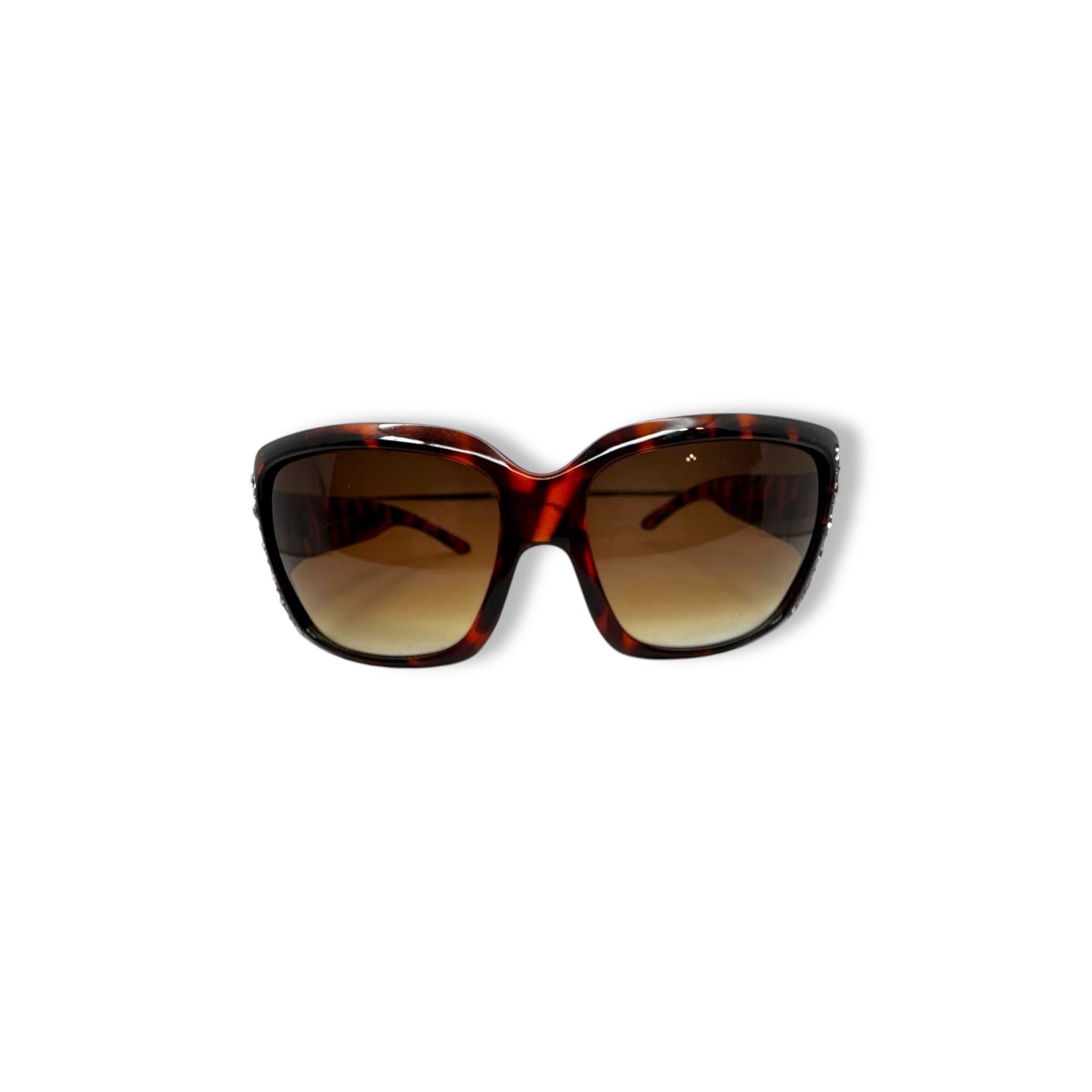 Foster Grant Womens Tortoise Shell Sunglasses Rhinestone Accent Gradient Lenses
