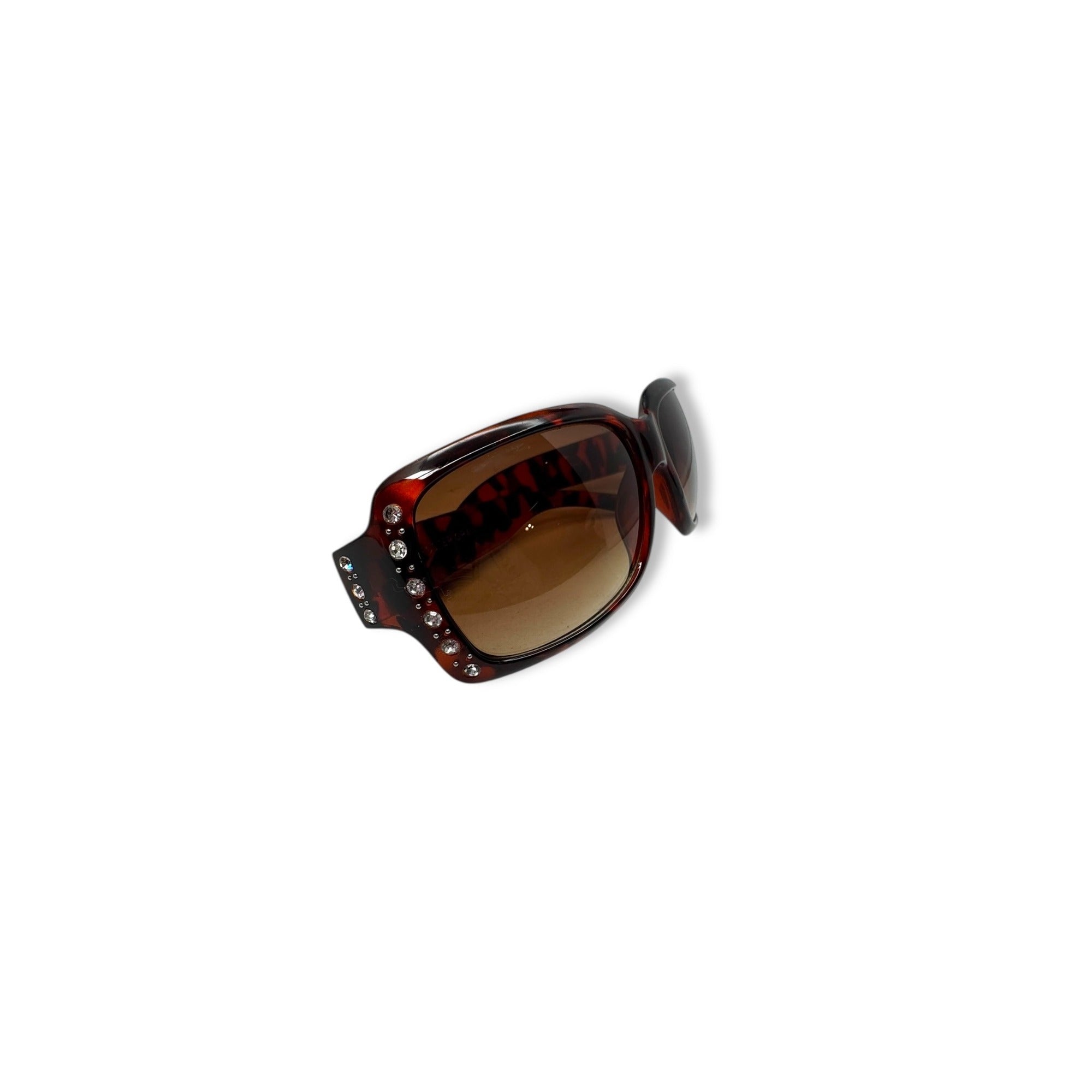 Foster Grant Womens Tortoise Shell Sunglasses Rhinestone Accent Gradient Lenses