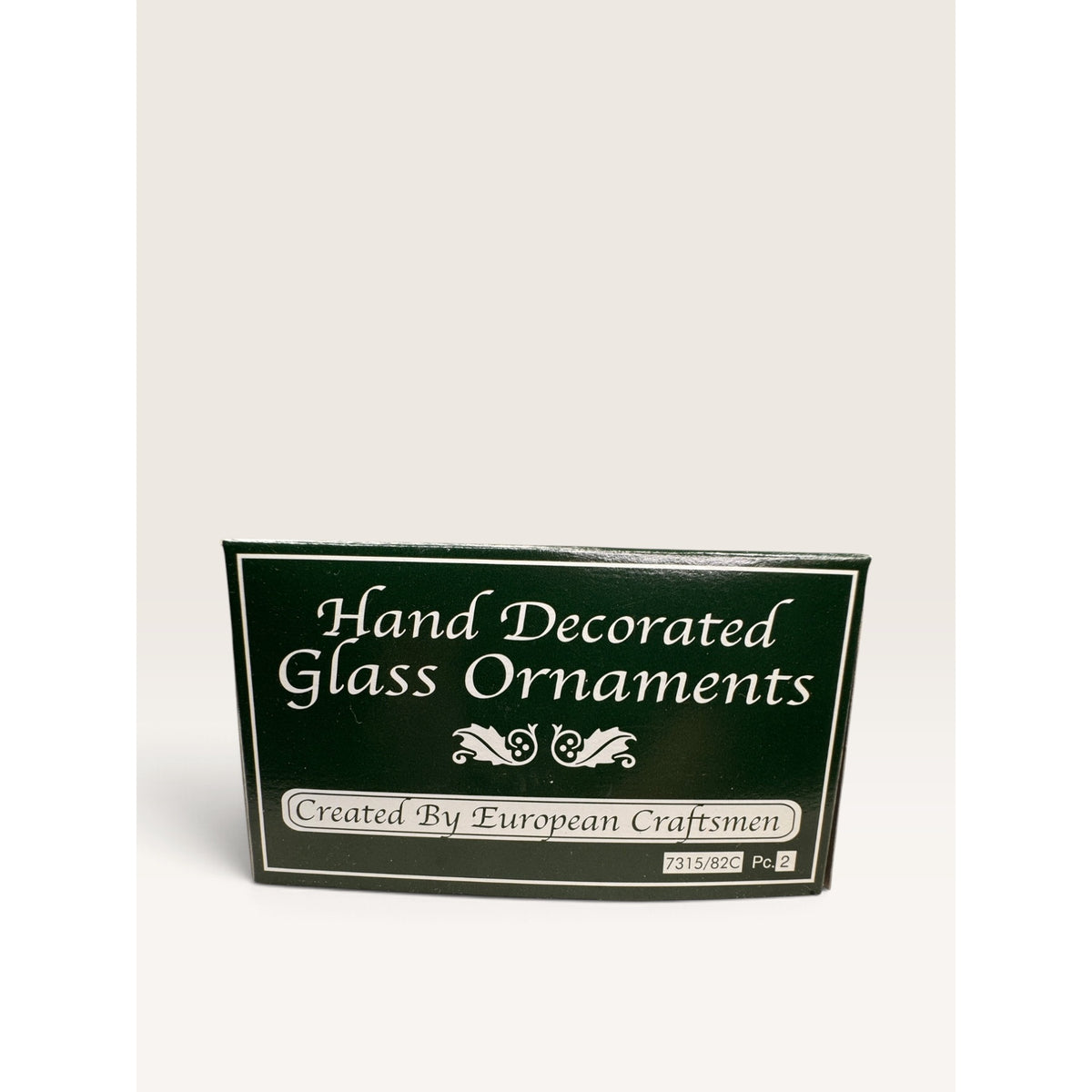 European Craftsmen Hand Decorated Glass Ornaments Red Green Scroll Set of 2 New